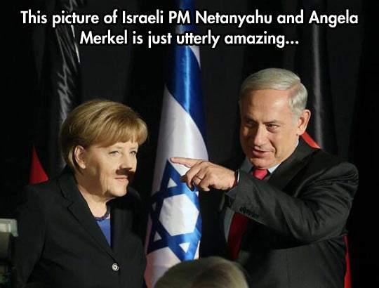 This picture of Israel PM Netanyahu and Angela Merkel is just utterly amazing..